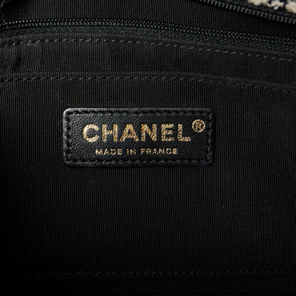 Shearling Sheepskin Tweed Quilted Single Flap Black