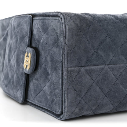 Suede Quilted Medium Chanel 25 Handbag Blue
