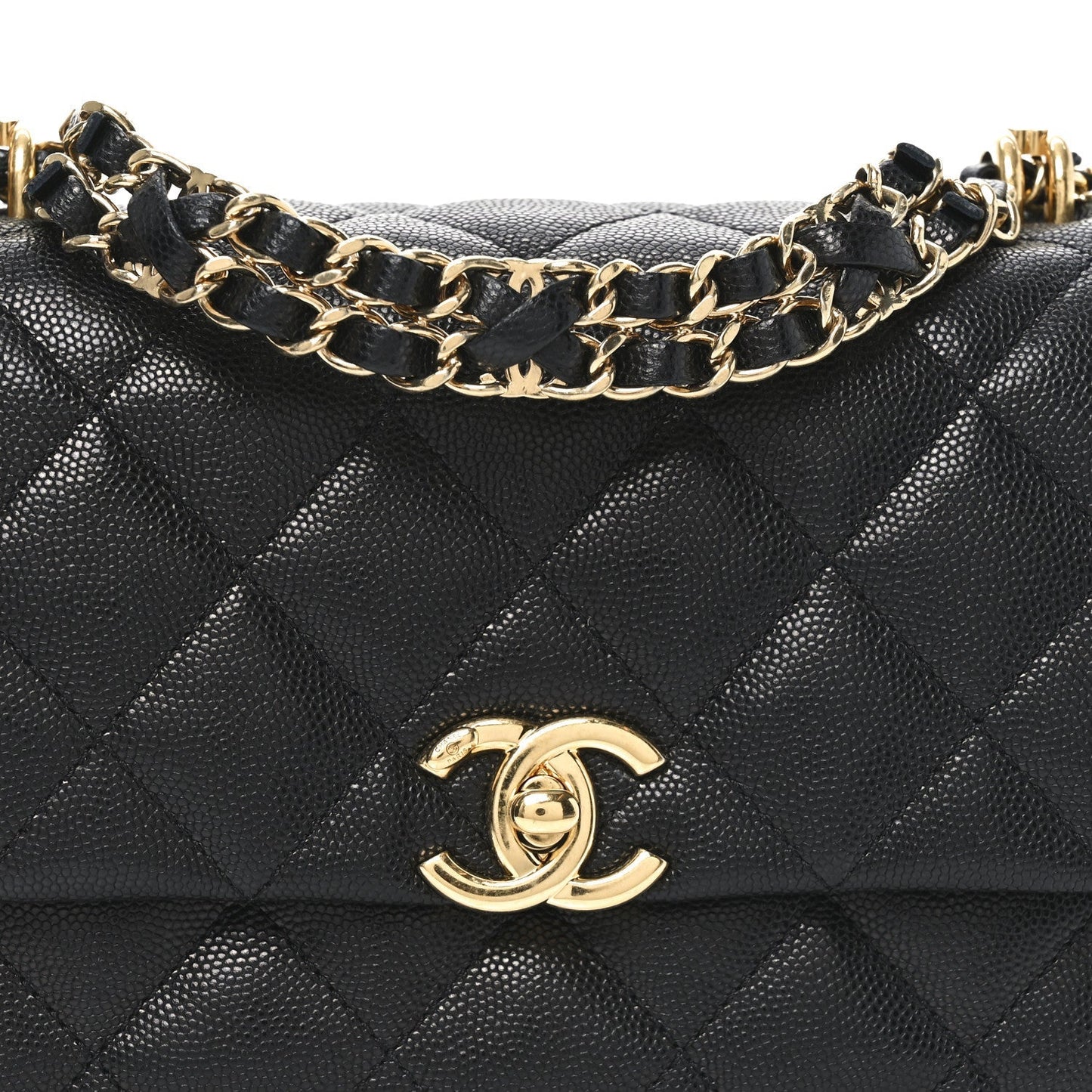 Caviar Quilted Mini Coco First Flap Black