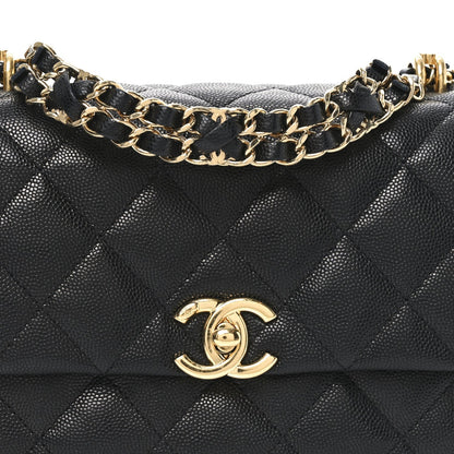 Caviar Quilted Mini Coco First Flap Black