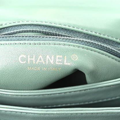 Lambskin Quilted Small Trendy CC Flap Dual Handle Bag Green