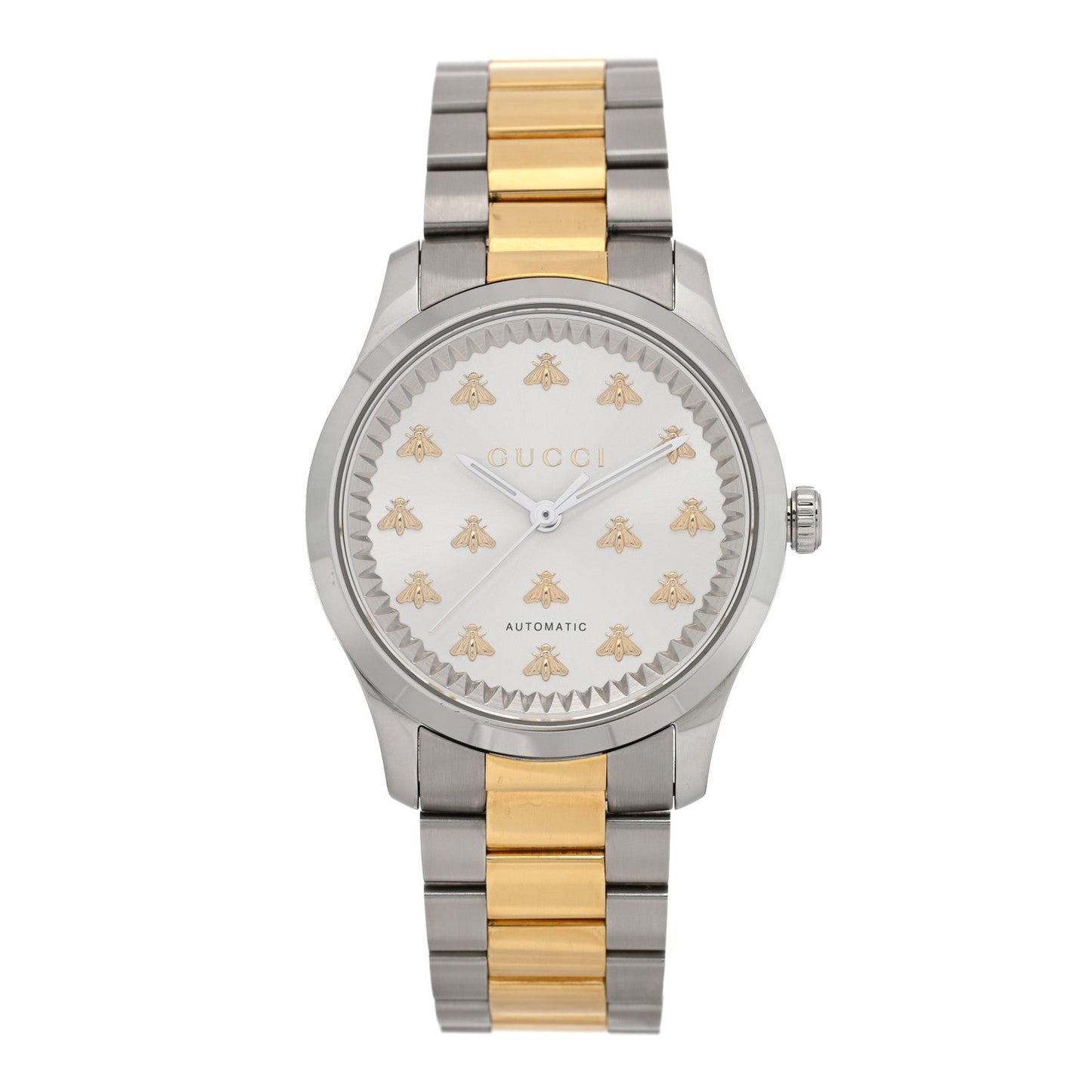 Stainless Steel 38mm G-Timeless Two Tone Bee Automatic Watch Silver