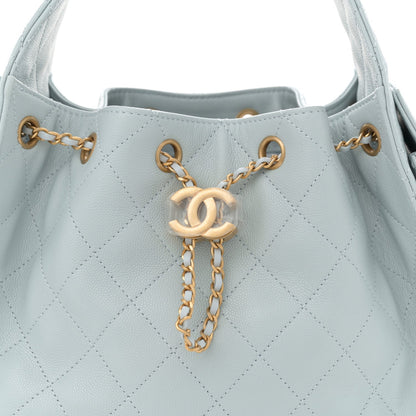 Caviar Quilted Small Chanel 25 Handbag Light Blue