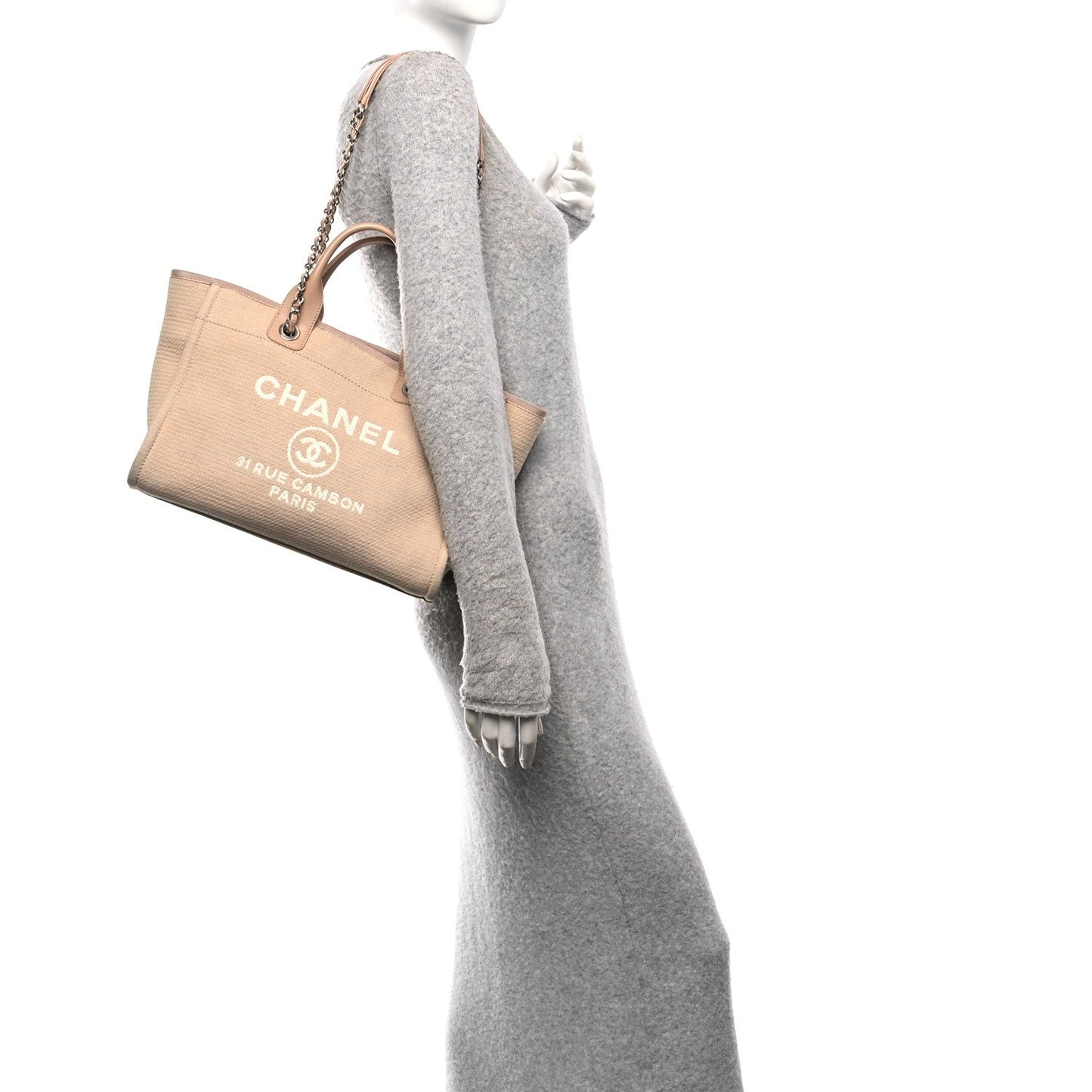 Mixed Fibers Small Deauville Tote Beige