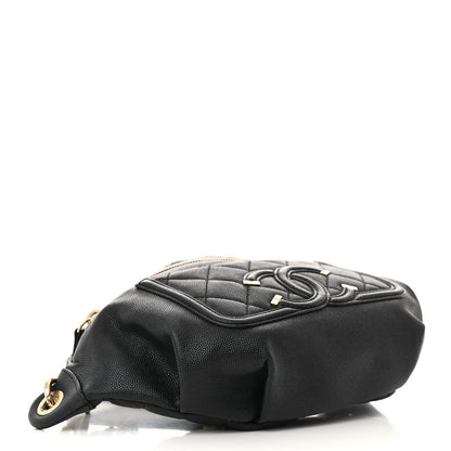 Caviar Quilted Filigree Waist Bag Black