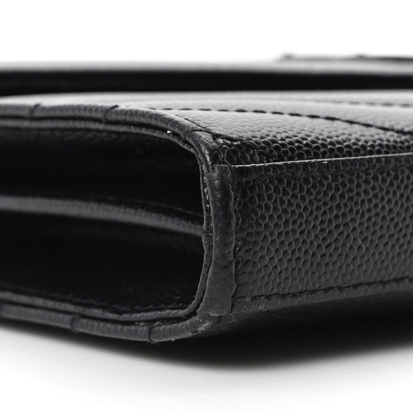Grain De Poudre Matelasse Chevron Monogram Monochrome Chain Wallet Black