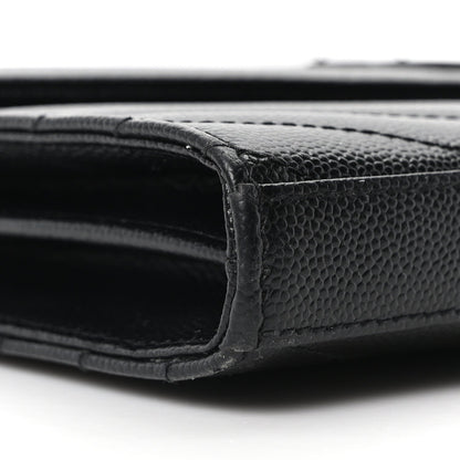 Grain De Poudre Matelasse Chevron Monogram Monochrome Chain Wallet Black