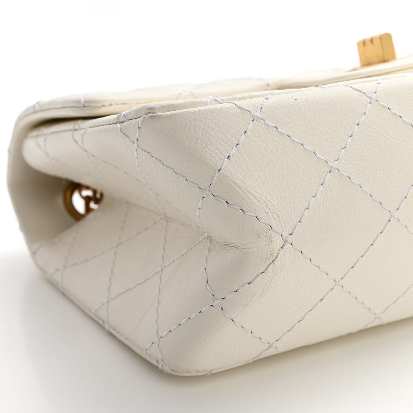Aged Calfskin Quilted 2.55 Reissue Mini Flap White