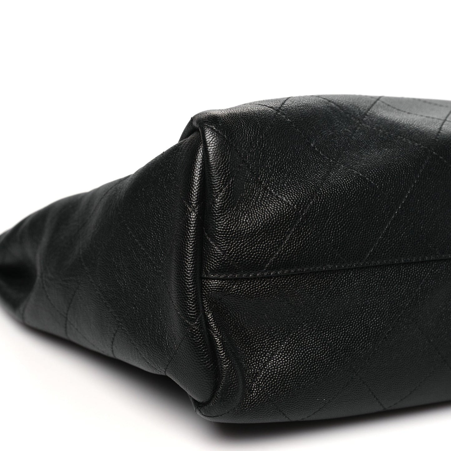 Caviar Stitched Large Lady Coco Shopping Tote Black