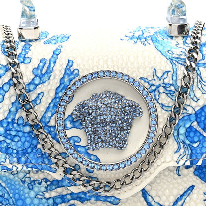Satin Crystal Barocco Underwater Medusa Mini Bag White Blue