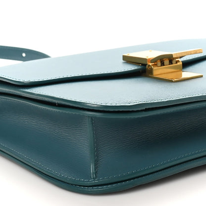 Liege Calfskin Medium Classic Box Flap Bag Blue Slate