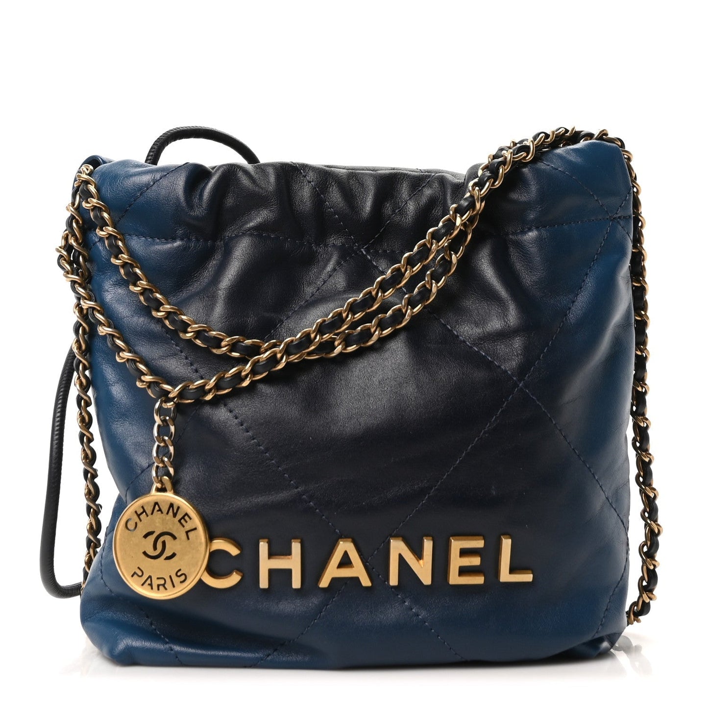 Shaded Calfskin Quilted Mini Chanel 22 Blue Dark Blue