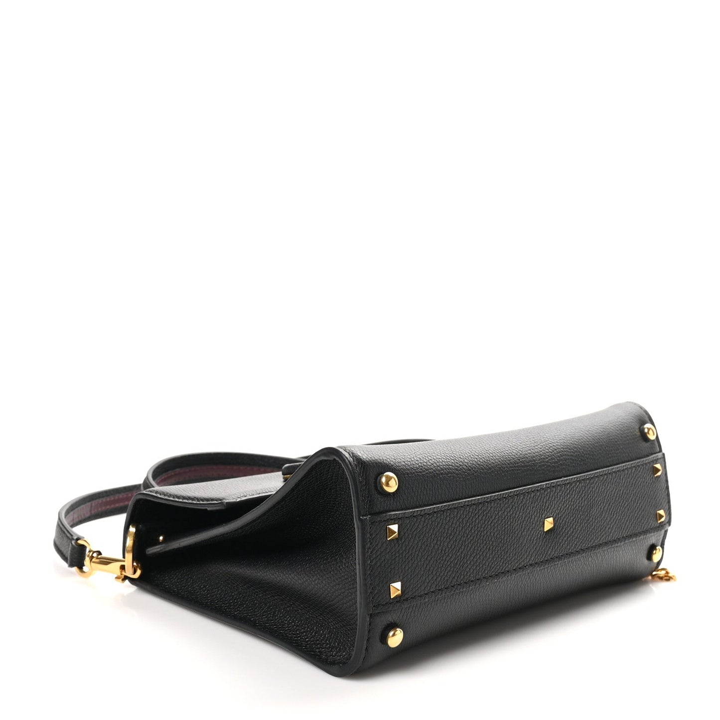 Grainy Calfskin Small VSling Top Handle Bag Black