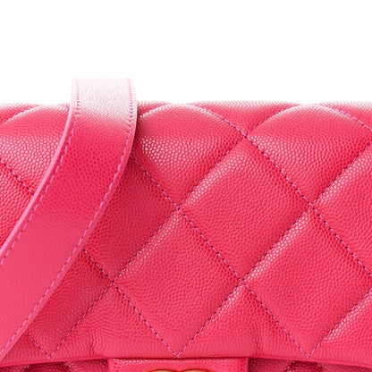 Caviar Quilted Small Twist Your Buttons Flap Fuchsia