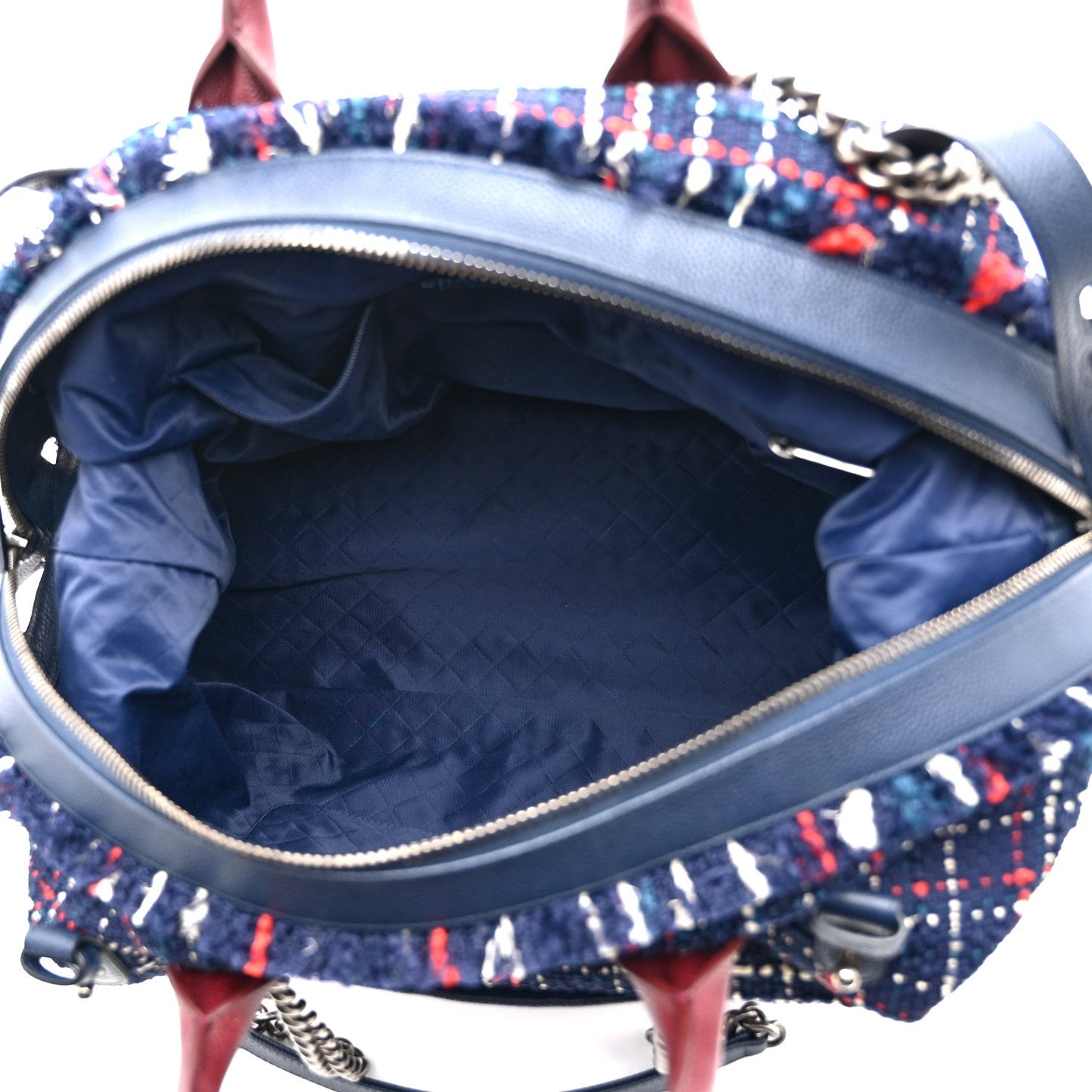 Tweed Large Trip Bowling Bag  Navy Burgundy