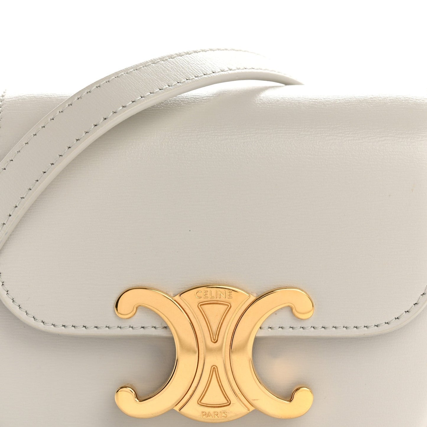 Shiny Calfskin Mini Triomphe Chalk