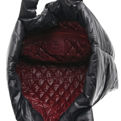Nylon Quilted Large Coco Cocoon Reversible Tote Black