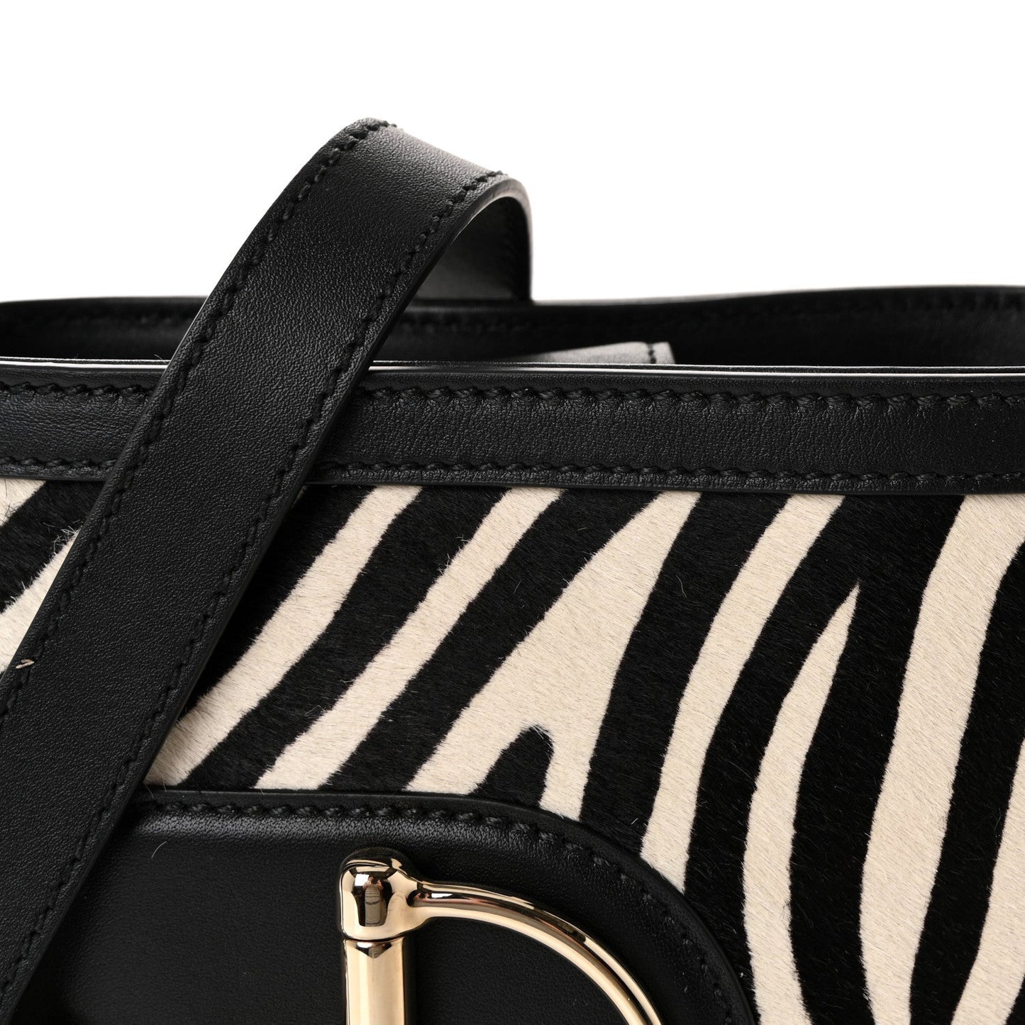 Calf Hair Calfskin Zebra Print Gucci 73 Mini Bucket Bag Black White