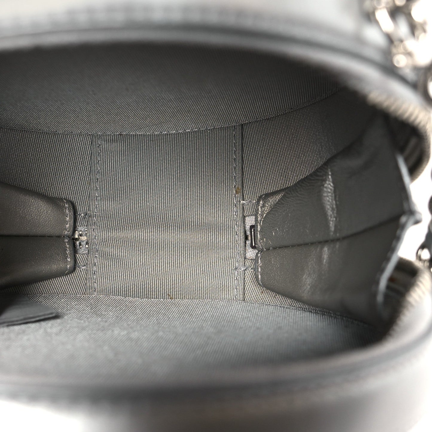 Metallic Glazed Calfskin Round As Earth Evening Bag Silver