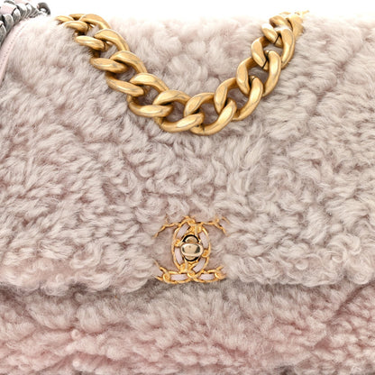 Shearling Sheepskin Medium Chanel 19 Flap Light Pink