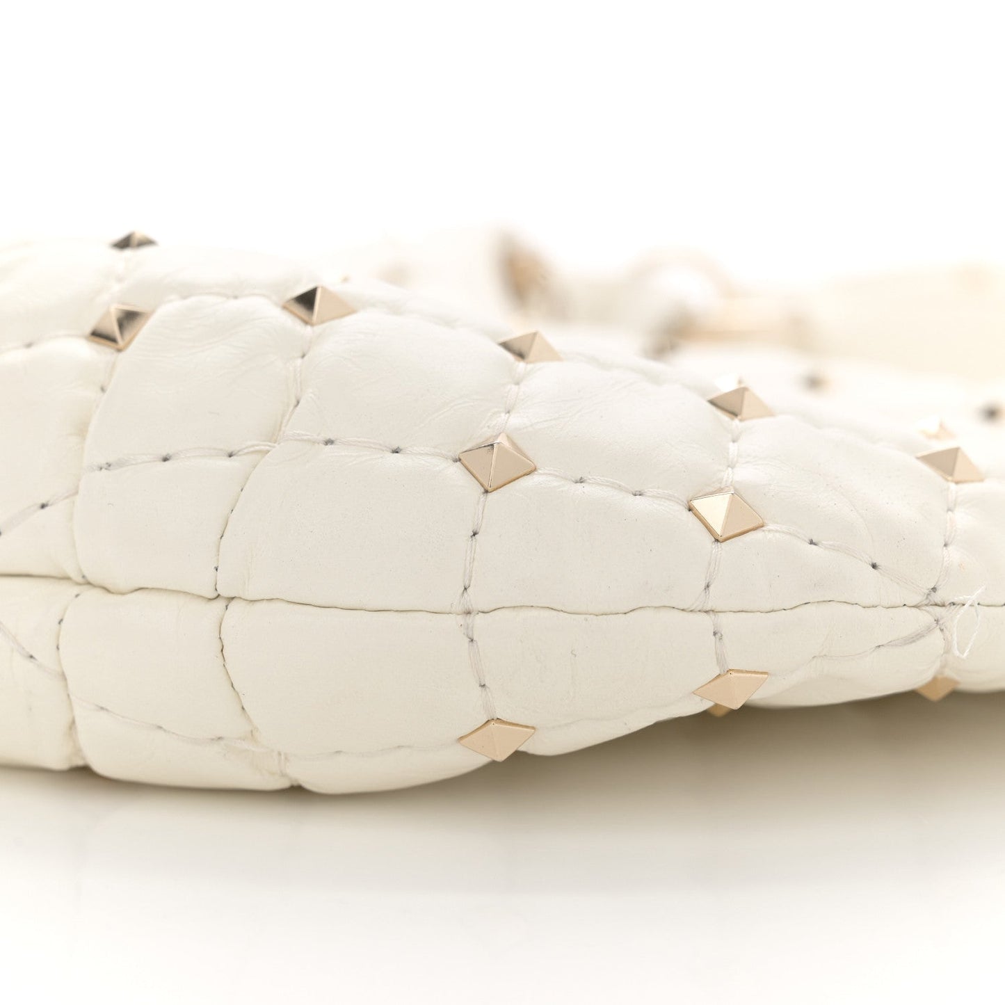 Nappa Small Rockstud Spike Hobo Ivory