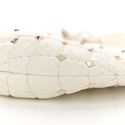 Nappa Small Rockstud Spike Hobo Ivory