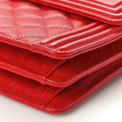 Caviar Quilted Maxi North South Boy Flap Red