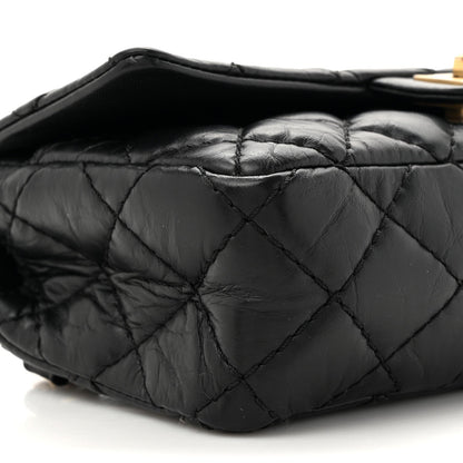 Aged Calfskin Quilted 2.55 Reissue Flap Belt Bag Clutch Black
