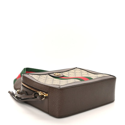 GG Supreme Monogram Web Small Ophidia Top Handle Shoulder Bag Brown