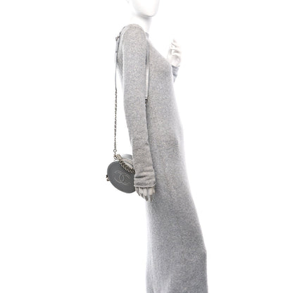 Metallic Glazed Calfskin Round As Earth Evening Bag Silver