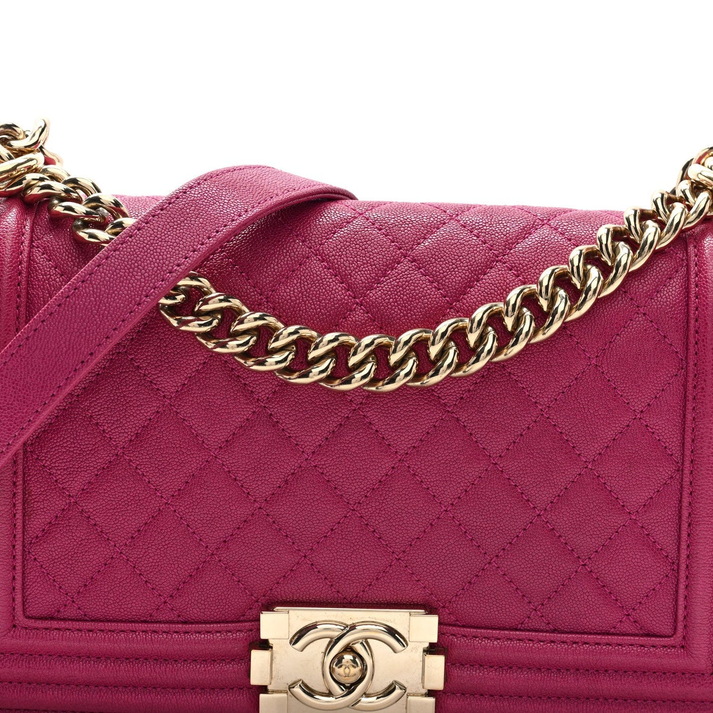 Caviar Quilted Medium Boy Flap Dark Pink