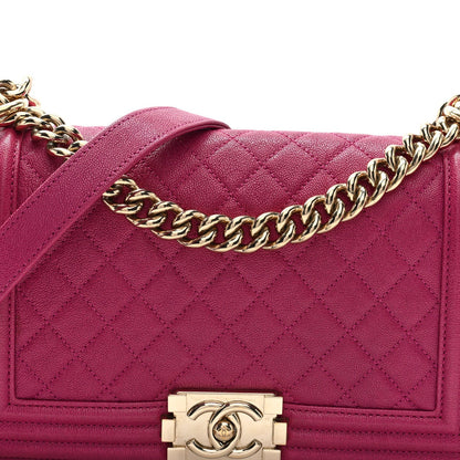Caviar Quilted Medium Boy Flap Dark Pink