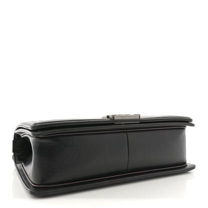 Calfskin Embossed New Medium Paris Salzburg Boy Flap Black