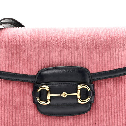 Lanzo Stretch Cord Azalea Calfskin Horsebit 1955 Shoulder Bag Lipstick Rose Blue
