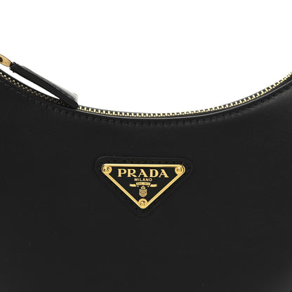 Soft Calfskin Arque Shoulder Bag Black