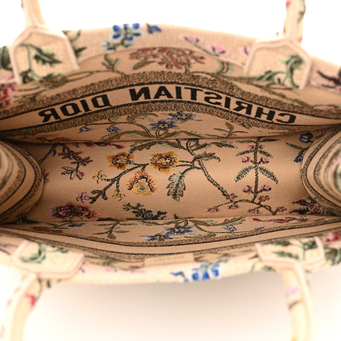 Raffia Embroidered Petites Fleurs Medium Book Tote Natural