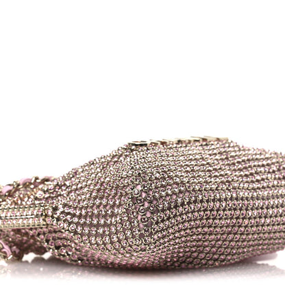 Crystal Embellished Metallic Lambskin Mini Chanel 22 Pink