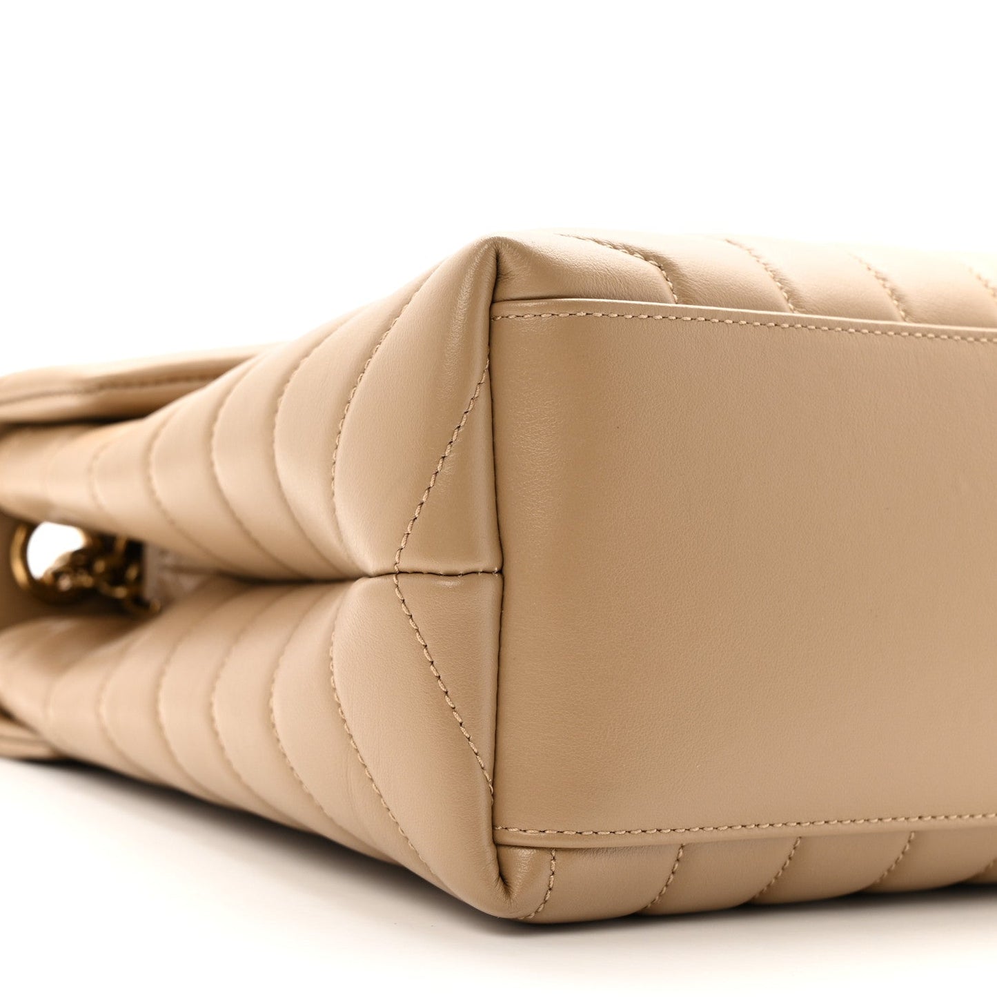 Calfskin Y Quilted Monogram Medium Loulou Chain Satchel Dark Beige