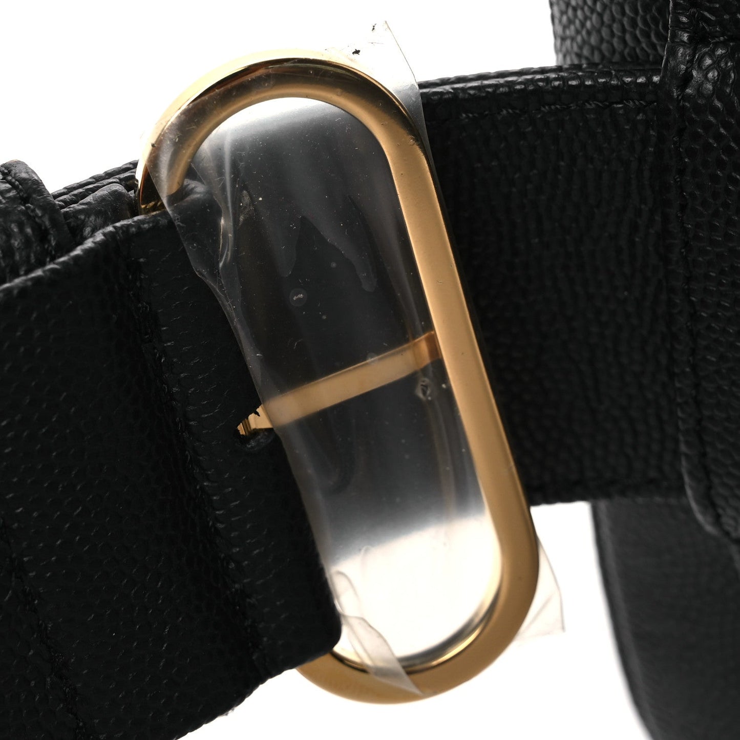 Grained Calfskin Embroidered Captain Gold Belt Bag Black