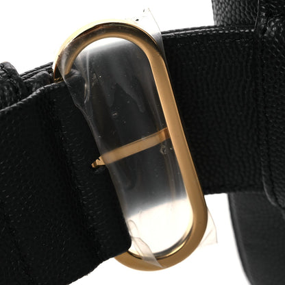 Grained Calfskin Embroidered Captain Gold Belt Bag Black