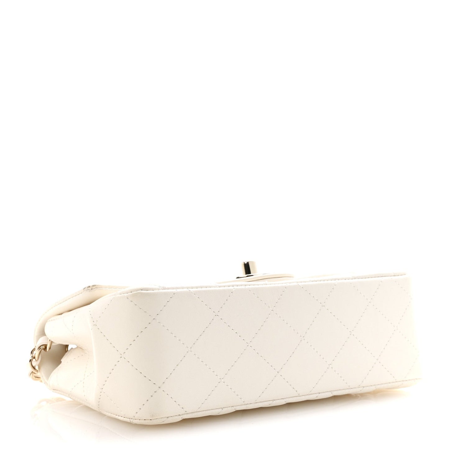 Lambskin Quilted Mini Rectangular Flap White