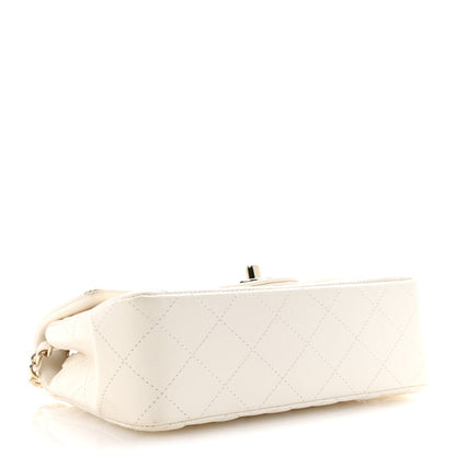 Lambskin Quilted Mini Rectangular Flap White