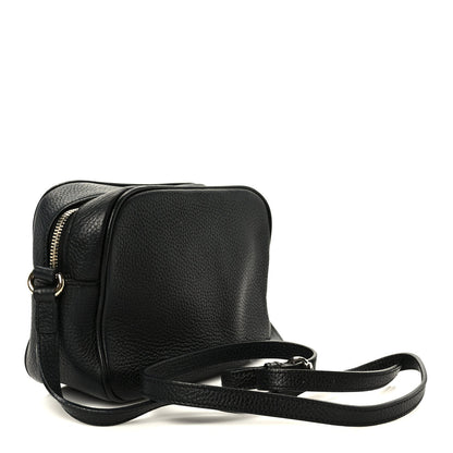 Pebbled Calfskin Small Soho Disco Bag Black