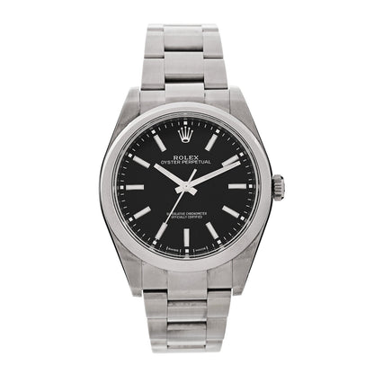 Stainless Steel 39mm Oyster Perpetual Watch Black 114300