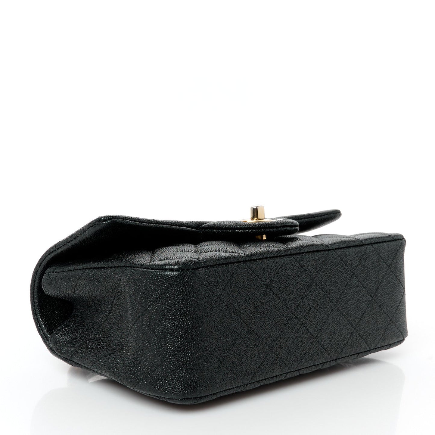 Caviar Quilted Mini Top Handle Rectangular Flap Black
