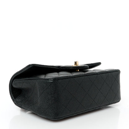 Caviar Quilted Mini Top Handle Rectangular Flap Black