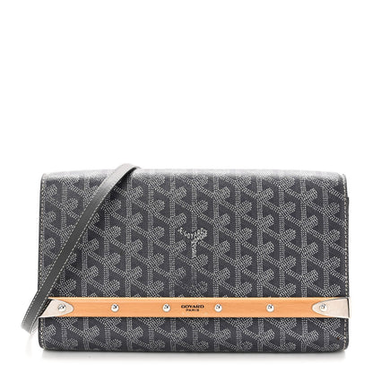 Goyardine Monte Carlo Bois Clutch With Strap Gray