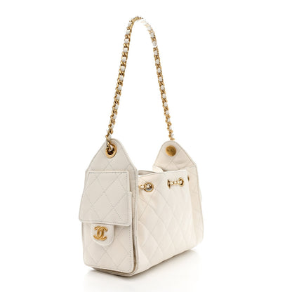 Caviar Quilted Mini Chanel 25 Handbag White