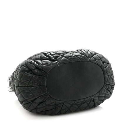Iridescent Calfskin Quilted Large In The Mix Tote Black