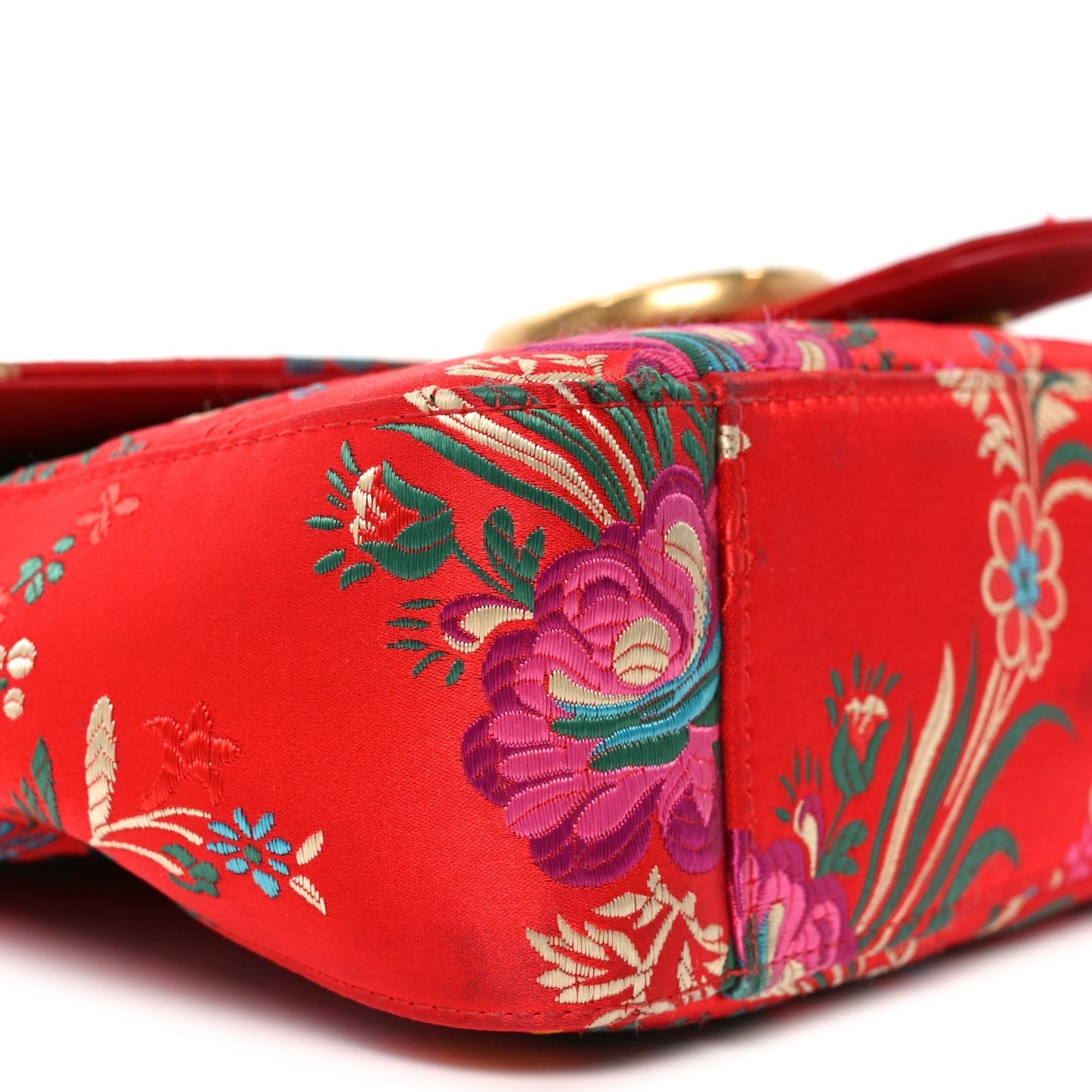 Jacquard Matelasse Floral Medium GG Marmont Shoulder Bag Red